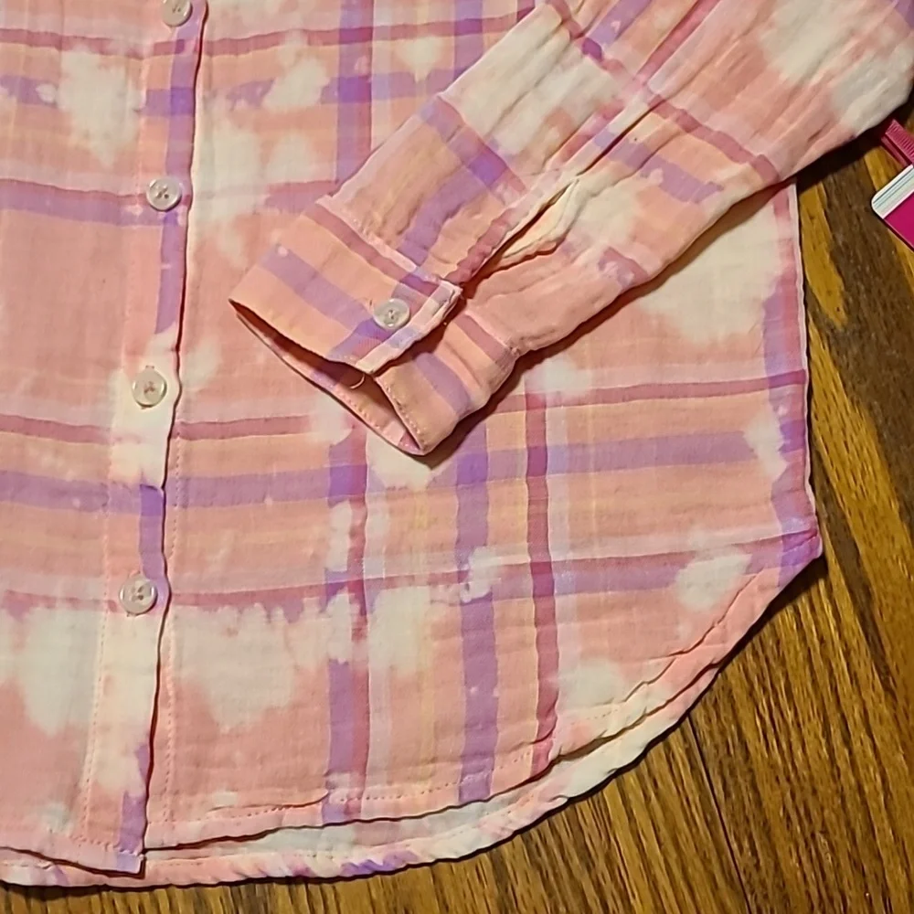 Justice Plaid Long Sleeved Shirt NWT - Girls Medium
